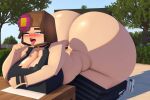  1girl ahegao ai_generated bottomless huge_ass jenny_belle minecraft striped_legwear 