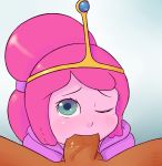  adventure_time blue_eyes fellatio hair oral pink_hair pink_skin princess_bubblegum threeworlds 