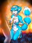 1boy 1girl anthro areolae between_breasts breast_hold breasts cum cum_on_face cum_shot dr_comet furry krystal nintendo nipples paizuri penis star_fox tongue