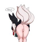 academy_ahri ahri bent_over big_ass big_ass black_hair english_text fox_ears league_of_legends multiple_tails riot_games yabby