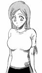 animated animated_gif bleach breast_expansion breasts edited gif inoue_orihime lowres monochrome simple_background sudden_weight_gain weight_gain white_background