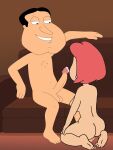  family_guy glenn_quagmire imminent_fellatio kneeling_female lois_griffin on_couch pre-cum 