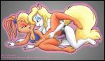 animaniacs blonde_hair breasts dildo female furry hair lesbian lola_bunny minerva_mink mink mustelid pussy sex sex_toy space_jam strap-on warner_brothers yuri