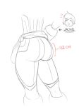 1girl ass big_ass bodysuit buttholemagick huge_ass jackie_(buttholemagick) large_ass mole mole_under_mouth round_ass sketch smile standing thick_thighs