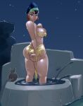 bathing bedroom_eyes black_hair blue_eyes brown_skin chicha disney earrings gausscannon headband horny milf sexy sexy_ass sexy_body sexy_breasts smirk the_emperor's_new_groove wet_clothes