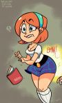 belt book cleavage curvaceous dexter's_laboratory jmd lisa_the_babysitter orange_hair short_hair skirt spank thick