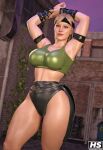 1girl alluring athletic_female big_breasts female_abs fit_female hagiwara_studio midway_games mortal_kombat mortal_kombat_1_(2023) mortal_kombat_4 mortal_kombat_armageddon mortal_kombat_deadly_alliance mortal_kombat_deception mortal_kombat_ii pin_up posing short_gym_shorts sonya_blade sports_bra ultimate_mortal_kombat_3