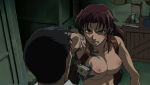  angry black_lagoon brunette held_up nipple_piercing nude revy revy_(black_lagoon) tattoo topless 