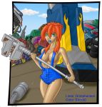  big_breasts breasts ericc30 ericc30_(artist) grimphantom grimphantom_(artist) kiva kiva_andru megas_xlr overalls solo 