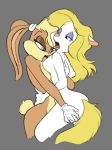 2_girls 2girls animaniacs ass black_eyes blonde_hair breasts bunny female female/female female_only green_eyes grope lagomorph lick licking lola_bunny looney_tunes minerva_mink mink mustelid nude space_jam spiritto tongue warner_brothers yuri