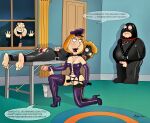 anal_insertion anthony_(family_guy) bdsm bobby_luv bondage_gear corset dominatrix erection family_guy glenn_quagmire gloves hat huge_penis lois_griffin milking milking_the_balls peter_griffin riding_crop shaved_pussy submissive thigh_high_boots thighs