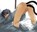 1boy anal ao_no_exorcist ass blush bottomless gay male male_focus masturbation okumura_rin penis pointy_ears selfcest solo tail tears top-down_bottom-up yaoi