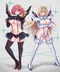  alternate_costume big_breasts blonde_hair blush earrings high_heel_boots kill_la_kill long_hair looking_at_viewer matoi_ryuuko_(cosplay) medium_hair minigirl mythra orange_eyes pyra r-binon red_hair senketsu stockings thick_thighs thighs uncensored underwear xenoblade_(series) xenoblade_chronicles_2 yellow_eyes 