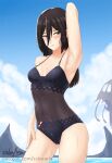  1girl bikini black_hair cslucaris morag_(xenoblade) morag_ladair nintendo posing xenoblade_(series) xenoblade_chronicles_2 yellow_eyes 