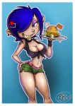 blue_hair burger cleavage ed,_edd,_'n'_eddy fernando_faria_(artist) grin marie_kanker shorts