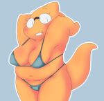 1girl 2020s 2021 2d 2d_(artwork) adorable alphys alternate_costume anthro anthro_only aruput aruput_ut belly big_breasts bikini bikini_bottom bikini_top blue_background blue_bikini blue_bikini_bottom blue_bikini_top blush breasts buckteeth chubby chubby_anthro chubby_female cleavage clothed clothing cute digital_media_(artwork) dinosaur dinosaur_girl eyewear female female_anthro female_only front_view glasses hands_behind_head lizard lizard_girl lizard_tail looking_at_viewer monster monster_girl navel neutral_expression non-mammal_breasts partially_clothed partially_clothed_anthro partially_clothed_female portrait reptile reptile_girl reptile_tail scales scalie scalie_female shortstack simple_background skimpy slightly_chubby solid_color_background solo solo_anthro solo_female string_bikini swimwear tail teeth thick_tail thick_thighs third-party_source three-quarter_portrait three-quarter_view twitter undertale undertale_(series) video_game_character video_games wide_hips yellow_body yellow_scales yellow_skin