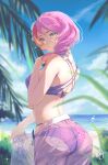 1girl alisa_bosconovitch alluring beach bikini blue_sky lag_(artist) namco ocean pink_hair teal_eyes tekken tekken_7 tekken_8 tekken_blood_vengeance tekken_tag_tournament_2