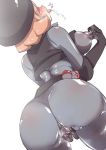  1girl ahegao angie_(pokemon) beret big_breasts blush breasts gloves hat nipples orange_hair pokemon pokemon_(game) pussy saliva see-through short_hair team_plasma team_plasma_grunt tongue 