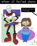 animated_skeleton blush comic_sans english_text frisk frisk_(undertale) hands_on_hips lady_sudeley looking_at_another looking_at_crotch papyrus papyrus_(undertale) recording simple_background skeleton stare sweat sweaty sweaty_armpits text undertale undertale_(series) unseen_character