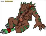  autofellatio brown_fur digimon dragoneer furry looking_at_viewer muscular striped_fur weregarurumon 