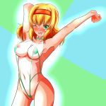 blush breasts cameltoe large_breasts natalia natalia_luzu_kimlasca_lanvaldear nipples smile sophitia_alexandra soul_calibur swimsuit tales tales_of_(series) tales_of_the_abyss wink