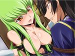  1boy 1girl aquamu assertive bdsm blush bondage bound breasts c.c. cc censored cleavage code_geass cowgirl_position erection femdom girl_on_top green_hair hetero kallen_stadtfeld lelouch_lamperouge open_clothes open_mouth open_shirt penis precum sex shirt smirk straddle straddling sweat tied_up vaginal yamagarasu yellow_eyes 