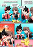  bbmbbf blush comic kissing leaf_(pokemon) lucky_me nintendo palcomix pikachu pokemon pokepornlive red_(pokemon) 