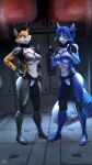  1girl 3d_(artwork) 4k 9:16 absurd_res alluring anthro canid canine cleavage digital_media_(artwork) dominussfm duo felid feline female/female female_abs fox high_res krystal lynx mammal miyu_lynx nintendo source_filmmaker star_fox star_fox_2 star_fox_assault video_games 