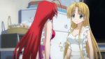 2girls animated animated_gif apron asia_argento blonde_hair bouncing_breasts breasts erect_nipples gif high_school_dxd kitchen long_hair lowres multiple_girls naked_apron red_hair rias_gremory