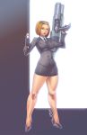 agent_l big_breasts blonde_hair blue_eyes breasts female female_only gun men_in_black robert_porter solo weapon