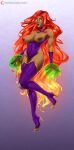 1girl 1girl 1girl absurd_res areola athletic_female breasts breasts_out dc_comics edit edited empty_eyes female_only fixed floating full_body green_eyes high_heel_boots leotard liuskin long_hair nipples red_hair solo_female starfire teen_titans yellow_highlights