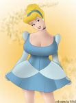 atomictiki big_breasts blonde_hair blue_eyes breasts cinderella disney lipstick princess_cinderella smile