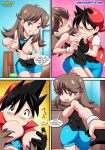  bbmbbf big_breasts breast_sucking comic leaf_(pokemon) lucky_me nintendo palcomix pokemon pokepornlive red_(pokemon) 