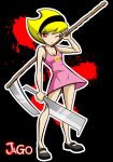 blonde_hair breasts jago_(artist) knife mandy red_eyes scythe solo the_grim_adventures_of_billy_and_mandy weapon