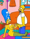 after_handjob ahegao cartoonvalley.com cum cum_in_hair cum_on_breasts cum_on_face cumshot handjob homer_simpson huge_breasts husband_and_wife marge_simpson milf the_simpsons yellow_skin