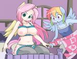 2girls anthro big_breasts breasts fluttershy friendship_is_magic multiple_girls my_little_pony nipples panties rainbow_dash shepherd0821 stockings