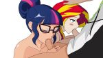 2_girls 2boys 2girls equestria_girls fantasyblade fellatio friendship_is_magic gif glasses humanized male/female my_little_pony oral oral_sex partially_clothed penis_in_mouth sunset_shimmer sunset_shimmer_(eg) twilight_sparkle twilight_sparkle_(mlp) white_background