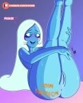  1girl bare_shoulders blue_diamond_(steven_universe) blue_eyes blue_hair blue_skin blush cartoon_network female solo_female solo_focus steven_universe tagme 