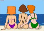 adult ass back_view bikini black_swimsuit boat booty brown_hair crossover danny_phantom debbie_turnbull dexter's_laboratory dexter's_mom green_bikini hand_on_ass hand_on_butt madeline_fenton milf red_hair robotboy sea sexfightfun sling_bikini sling_swimsuit swimsuit thicc yuri