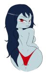  adventure_time ass blue_hair bluelimelight grey_skin marceline red_eyes smile solo thong topless 