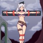  1girl 1girl alluring alternate_costume bare_legs bare_midriff belt big_breasts bikini blush bondage bound brown_eyes captured captured_heroine cross crucifixion defeated defeated_heroine domination female_only femsub fire_emblem fire_emblem_awakening fire_emblem_heroes forced grey_hair humiliation kidnapped legs medium_hair midriff mrpenguin nintendo o-ring o-ring_bikini official_alternate_costume outside prisoner purple_bikini purple_swimsuit restrained robin_(fire_emblem) robin_(fire_emblem)_(female) robin_(summer)_(fire_emblem)_(female) scared stationary_restraints swimsuit torn_clothes twin_tails under_boob worried 