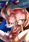 2girls amy_rose anthro anus ass babs_bunny bbmbbf bed bent_over collaboration crossover female female_only fur34 fur34* looking_at_viewer looking_back mobius_unleashed palcomix palcomix*vip palcomix_vip pillow presenting presenting_hindquarters pussy rabbit sega smile sonic_(series) sonic_the_hedgehog_(series) spread_pussy spreading tiny_toons warner_brothers wet wet_pussy yuri