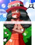 1girl black_hair blush breasts brown_eyes bubble cloud crying cursor dark_skin forced hat long_hair molestation nintendo nipples pokemon pokemon_(game) pokemon_amie pokemon_xy porkyman rorretsim serena serena_(pokemon) sweat tear tears topless unown yvonne