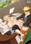 1boy 1girl 1girl barefoot big_breasts blonde_hair breast_grab breast_squeeze brown_eyes clothed_female clothed_sex long_hair male male/female mature mature_female moaning naruto naruto_shippuden naruto_uzumaki nipples pleasure_face pubic_hair sex short_hair sideways straight tagme tsunade twin_tails xshuai