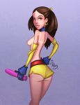  1_girl ass brown_eyes brown_hair dildo elbow_gloves female kitty_pryde long_hair looking_back marvel shadowcat sideboob small_breasts tan_line thedirtymonkey wolverine_and_the_x-men x-men 