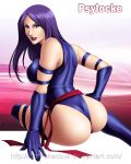 ass big_ass big_breasts blue_eyes breasts huge_ass idarkshadowi_(artist) leotard looking_at_viewer looking_back marvel psylocke purple_hair round_ass x-men