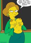  breast_grab breasts disnae edna_krabappel erect_nipples nipples shirt_lift the_simpsons yellow_skin 