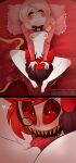  alastor_(hazbin_hotel) bedroom breasts charlie_morningstar_(hazbin_hotel) deer demon_girl grabbing_hair hand_on_head legs_over_head licking_pussy long_hair looking_at_partner pussy pussylicking romantic_couple romantic_sex sex small_breasts tuxedo wholesome 