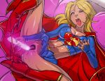 1girl abs ahegao blonde_hair blue_eyes boots breast_grab breasts cape cleavage cum dc_comics dildo erect_nipples female_masturbation female_only ganassa hair masturbation miniskirt navel nipples one_eye_closed orgasm pubic_hair pussy_juice saliva self_fondle source_request supergirl tears thong tongue