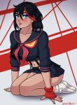  1futa alluring big_breasts black_hair breasts clothed clothing female_abs futa_only futanari gloves human kill_la_kill matoi_ryuuko mostly_clothed pale_skin penis senketsu shadowboxer sitting skirt suspenders voluptuous 